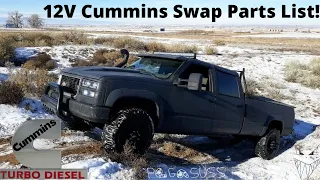 GMT-400 12V Cummins Swap OBS Chevy Parts List