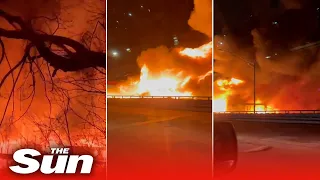 200 firefighters battling New Jersey inferno at chemical plant as explosions rip through structure