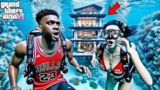 😍Franklin & Mia's NEW Under Water Mansion-GTA 5 Real Life Mod Remastered Season 1 Episode 84