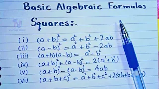 List of All Basic Algebraic Identities of Square and Cube || MathOguide