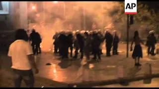 Fire bombs thrown at protest against austerity cuts