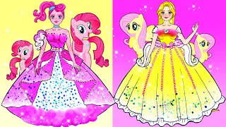 Vestidos MY LITTLE PONY rosa y amarillo | Muñecas De Papel DIY | WOA Barbie Colombia