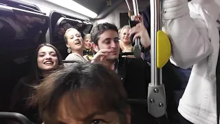 Billy Joel Fans Singing The Piano Man in the bus after the Concert.