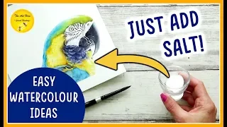 WATERCOLOUR WITH ME: Macaw Parrot painting TUTORIAL - EASY watercolour IDEAS with salt (BEGINNERS)