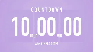 10 Hours Countdown Flip Clock Timer / Simple Beeps 🫐 🔔