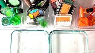 Mixing Makeup into Slime - Green vs Orange | Satisfying Slime Videos