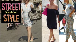 FASHION STYLE AFTER 50s How People wearing in Italy to look young? 4K UHD #streetstyle #vouge