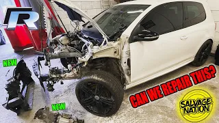REBUILDING A WRECKED Mk6 VW GOLF R FROM COPART - CRAZY CRAZY DAMAGE! (PART 5)