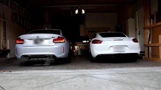 BMW M2 Competition vs Porsche Cayman S exhaust cold start