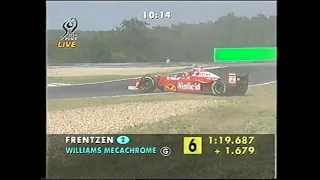 F1 Hungary 1998 FP3 Frentzen spins and touches the barrier (DF1)