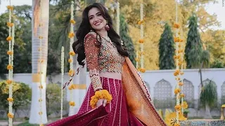 Pakistani Actress Sana Javed Bridal Party wear Lehanga Choli designs for Pakistani Dresses