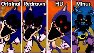 SONIC.EXE: Original VS Redrawn VS HD VS Minus | FNF Mods