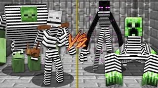 HOW to play PRISONER MUTANT ENDERMAN CREEPER vs ZOMBIE VILLAGER SKELETON in Minecraft Jail my craft