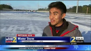 Cars gets stuck in ice in Cherokee County