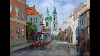 Улица в Праге-Street in  Prague.Vugar Mamedov