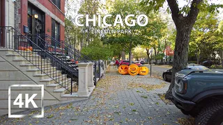 4K Autumn Walking Tour - Walking On Leaves - ASMR Binaural - Chicago's Lincoln Park Neighbourhood