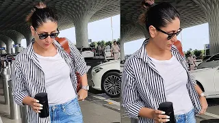 Kareena Kapoor Makes Head Turn In a White Top and Open Shirt at Airport