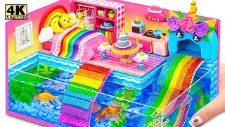 Building Mini House with Underground Aquarium Around, Rainbow Slide from Clay ❤️ DIY Miniature House