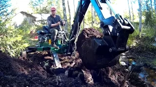 Digging pond continues - Mini towable backhoe minibagger Kellfri