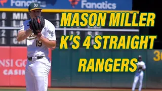 Mason Miller strikes out 4 straight Rangers | 5/8/24 | Oakland A's highlights