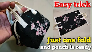 Super easy - Just one fold and cute pouch is ready| DIY Coin Purse in 5 minutes/ purse/ mini handbag