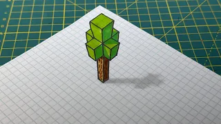 How To Draw A Minecraft Tree - Easy Trick Art On Graph Paper