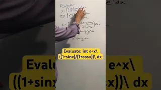 Evaluate: int e^x ((1+sinx)/(1+cosx)) dx#shorts #youtubeshorts #shortsfeed #trending #shortsvideo