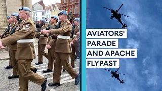 Apache flypast during Army aviator freedom parade