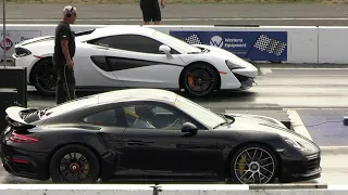 Porsche 911 Turbo S vs McLaren 570S -drag racing