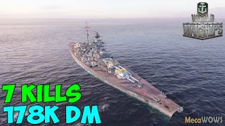 World of WarShips | Bismarck | 7 KILLS | 178K Damage - Replay Gameplay 1080p 60 fps