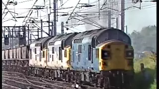 Class 37 triple headed at Mossend 3/7/89