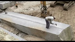 Amazing Fastest Stone Splitting Technique - Incredible Modern Granite Mining Machines Technology