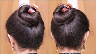 Super Easy !! Clutcher High Low Bun Hairstyle Girls | Clutcher hairstyles for Daily Wear Hairstyles