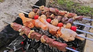 The best rest in the fresh forest air!Cooking barbecue in nature