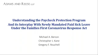 Adams and Reese Webinar: Paycheck Protection Program and Families First Coronavirus Response Act