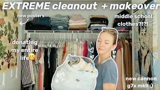 CLOSET CLEANOUT + MAKEOVER✨fall reset🥲🍂donating everything  painting/decorating, getting organized