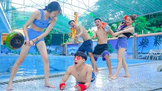 LTN Nerf War : UNDERWATER PAN BATTLE Rescue Ladies Seal Warriors Nerf Guns Fight SWIMMING PRANK WAR