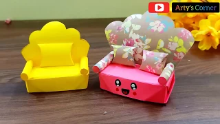 How to make a Paper Sofa | DIY Miniature Sofa / Paper Craft / Origami sofa / Cute Paper Sofa