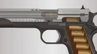 How a firearm works - Animation (1911 semi-auto handgun)