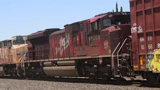 Union Pacific MWCRV Passes By W Herndon Ave, Fresno, CA Ft: UP 1988 The Katy Heritage Unit!