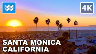 [4K] Sunset at Santa Monica Pier in Los Angeles, California - Walking Tour 🎧 Del Perro Beach GTA V