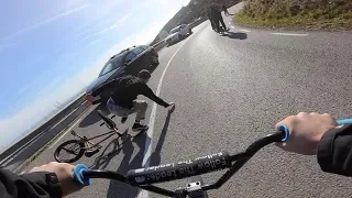 Insane BMX Hill Bomb Car Crash! (Barcelona)