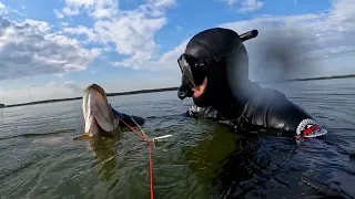 Подводная охота на прозрачном озере Saadjärv в мае, новичок пробует подводную охоту