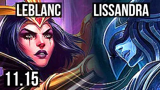 LEBLANC vs LISSANDRA (MID) | 5/0/8, Rank 3 LeBlanc, Rank 24 | EUW Challenger | v11.15