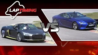 Sunyi és lapos.. mindkettő! Audi R8 Spyder 2018 vs. Lexus LC 500 (Laptiming ep. 32)