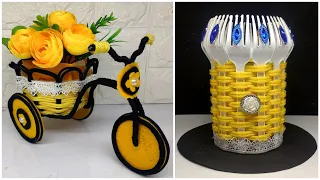 Ide Kreatif Sepeda Bunga & Vas Bunga Dari Tali Kur | Best Out Of Waste | Plastic Spoon Craft ideas