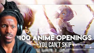 First Time Reacting To 100 Anime Openings You Can't Skip 2 CHALLENGE!!