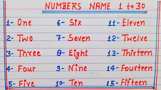 Numbers name 1 to 30 || Numbers in words 1 to 30 || 1 to 30 Numbers in words in English