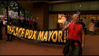 Protesters clash at rally against Mayor Ted Wheeler