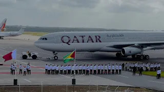 Qatar Airways A340-300 departing CJIA